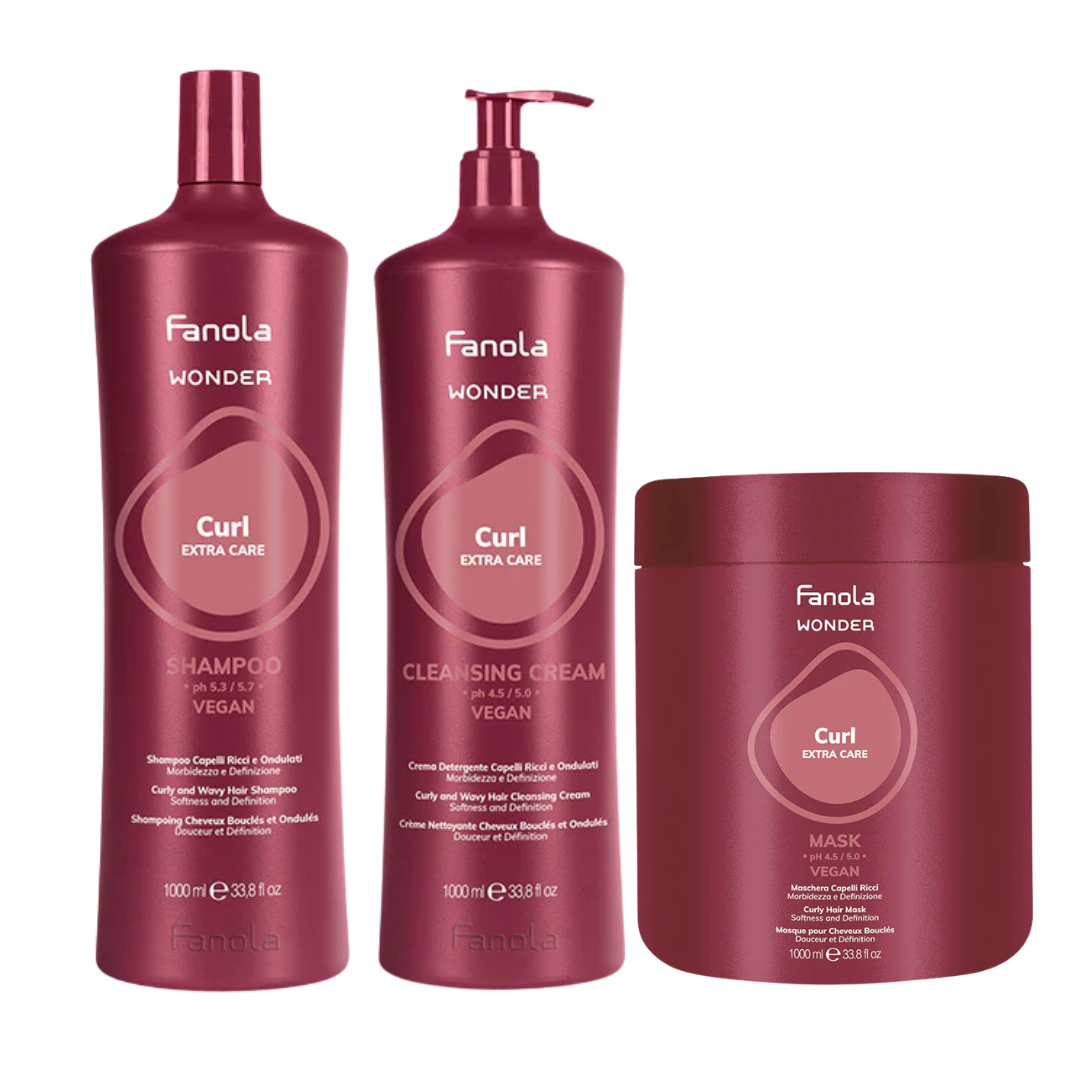 Fanola Wonder Curl Extra Care Shampoo, Conditioner &amp; Mask 1 Litre Trio